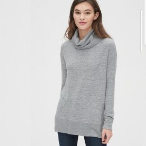 Do not disturb gray cowl knit sweater